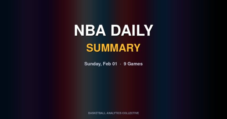 NBA Daily Summary - Sunday, Feb 01 - 9 Games